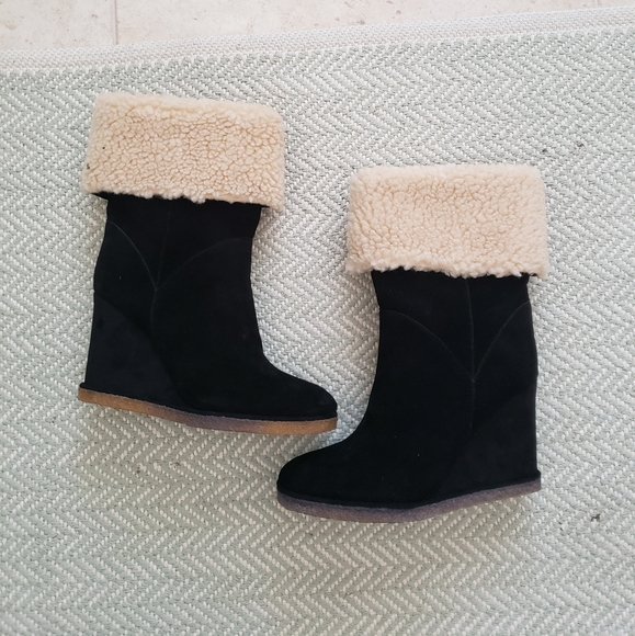 Jeffrey Campbell Wedge Faux Shearling Boots - Picture 7 of 13